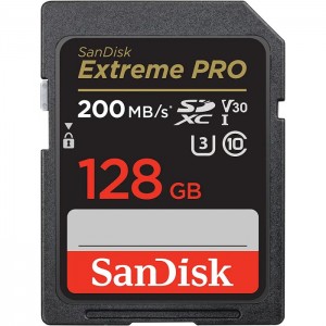 Карта памяти SanDisk SDXC Extreme Pro Class 10 UHS-I U3 (200/90 Mb/s) 128Gb