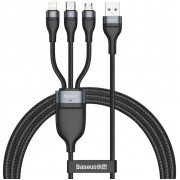 Кабель Baseus Flash 3-in-1 Lightning+USB Type-C+micro USB 1.2м Черно-Серый